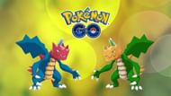 Druddigon's standard appearance compared to its shiny form (Image via Niantic)